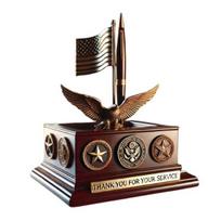 Veteranų pagerbimo rašiklio laikiklis derva namų biuro stalo organizatorius patriotiškas pieštukinės dovana kariškiams ir veteranams A