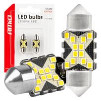 LED lemputės CANBUS 12SMD Festoon C5W 2016 31mm White 12/24V