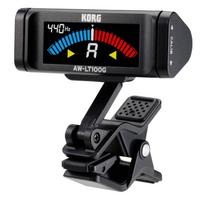 KORG Guitar Tuner with Battery Cent Color Strobe Requires One AAA Lightweight and Compact AW-LT100G Clip-on 100-Hour Life, ±0.1 Accuracy, Display,