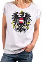 Ladies T-Shirt Austria Eagle Austrian Flag Flag Women Top Short Sleeve- L black