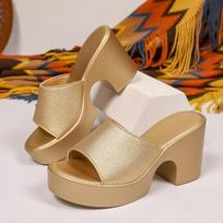 High-heeled Flip-flops Summer New Round Toe Open-toe Platform Non-slip Wear-resistant Block Heel Shoes 36 auksas
