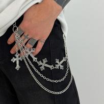 Madinga Punk Metalinė Kelnių Grandinėlė Hip Hop Juosmens Grandinėlė Kryžiaus Pakabukas Džinsų Grandinėlė Vyrams Moterims Aksesuarai Dovanos