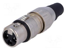Plug | XLR | female | PIN: 3 | straight | for cable | soldering | 50V | 15A