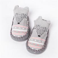 Fashion Baby Socks With Rubber Soles Infant Sock Newborn Autumn Winter Children Floor Socks Shoes Anti Slip Soft Sole Sock 3M pilka spalva