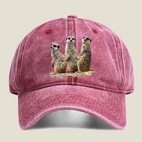 Surikatos Trio Laukinių Gyvūnų Fandomo Platinantis Mielas Vibracijas Skalbta Beisbolo Kepuraitė Lauko Moterims Unisex FeUnisex Mada Tėčio Kepuraitė Hip Hop One Size pink