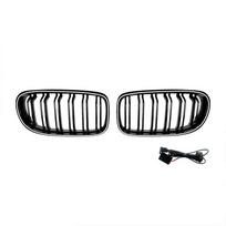 For BMW 5 Series E90 E91 2009-2012 High Quality ABS Double Lines LED Kidney Grille Car Front Bumper Grills Gloss Black