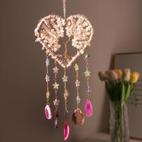 Wholesale Eco-friendly Crystal Wind Chime Natural Agate Gravel Dream Catcher Tree of Life Wind Bell Charm (Pink,One Size) rožinė