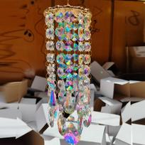 Handmade Gold-Plated Crystal Suncatcher Modern Wind Chime Garden Glass Rainbow Maker for Christmas New Crystal Suncatchers (as the picture,hanging&X-Large (Over 3'))