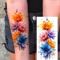 1 lapelis Gražios akvarelinės gėlės Drugelis Laikinos tatuiruotės Moterims Vandeniui atsparios Realistiškos Netikros tatuiruotės Lipdukas Ilgai išliekančios China Mainland orange