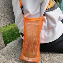 Unisex Protective Cover Mesh Bag With Strap Sport Water Bottle Cover Cup Sleeve Mesh Cup Pouch oranžinė
