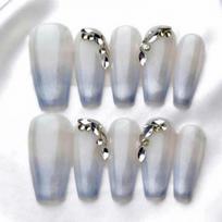 French Style Press-On Nails Almond Shape Sweet Bow Design Full Set Women Teens Girls AW1222