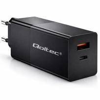 Qoltec GaN POWER PRO charger | 1xUSB type C | 1xUSB A | 100W | 5-20V | 1.5-5A | PD | Laptop | Smartfon | Black