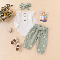 Three-Piece Baby Onesie Set 70 cm šviesiai žalios spalvos