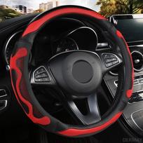 DERMAY prabangus automobilio vairo užvalkalas neslystantis tinkantis O formos D formos standartinis vairas aukštos kokybės interjero aksesuarai O Shape Red gray