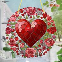 Valentine's Day Heart-Shaped Sun Catcher - Love Decoration with Vibrant Floral Design, Ideal Birthday and Holiday Gift for Family and Friends, Romanti 20*20cm