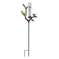 Rain Gauge Branch Design Decorative Measure Meter Outdoor Rain Gauge with Stake for Deck Lawn Fence Patio Garden Home Outside black