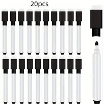 20pcs Whiteboard Markers, Black Dry Erase Pens with Built-In Eraser
