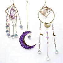 Polished Natural Crystal Wind Chime Quartz Raw Stone Amethyst Crystals Point Hanging Suncatcher One Size