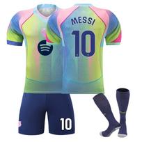 UEFA Champions League Soccer Jersey and Socks Set Messi Style Breathable Polyester Multicolor 110-120 cm