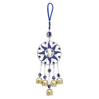 Crystal Blue Sun Moon Turkish Wind Chime Hanging Ornament Car Pendant Home Decor (as the picture,29.5cm,62g)