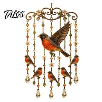 Talos Hummingbird Wind Chime, Chimes for Outside, Stained Glass & Crystal Sun Catcher Windchime, Colorful Bird Yard Decorations Outdoor, Memorial D