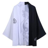 Unisex Japanese Style Kimono Jacket Summer Lightweight Open Front Half Sleeve Traditional Haori Robe Outerwear XXL juoda