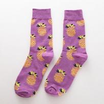 1 Pair Cotton Socks Men Women Street Skateboard Happy Socks Fruit Print Harajuku Gift Apple Pear Banana Lemon Cherry Funny Socks Size Suit For 36-44