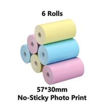 6 Rolls Colorful Mini Printer Paper, Thermal Paper 57 * 30mm for Pocket Inkless Portable Bluetooth Printer Mini Portable Printer Paper 6 Rolls barbie rožinė spalva