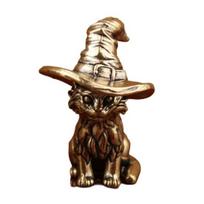 1/2 vnt. Retro Katės Raganos Ornamentas, Solidus Žalvario Skulptūra su Burtininko Skrybėle, Šnabždančios Istorijos Skulptūra, Stalo Meno Dekoras 1pc