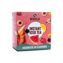 Bevzilla Iced Tea Powder Sachets Assorted 10 Flavours |30g x 10 Pouches | Cold Brew Ready | No Artificial Ingredients