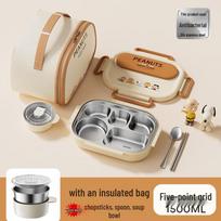 Snoopy 304 Stainless Steel Insulated 5-Compartment Lunch Box Set