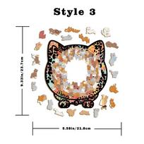 Su katės silueto rėmeliu Katės medinis dėlionė Makaronų spalvos supjaustytos katės dalys Style 3
