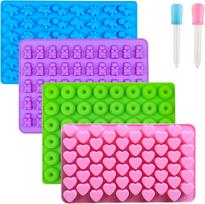 6Pcs Candy Silicone Moulds with 2 Dropper Set Candy Gummy Molds Jelly Trays Mold Set Reusable Candy Baking  Mold  Kitchen  Tools