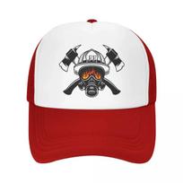 Custom Fashion Unisex Firefighter Skull Trucker Hat Adult FireUnisex Fire Rescue Adjustable Baseball Cap Unisex Women Outdoor Dad Hat One Size