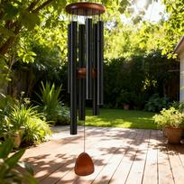 E-commerce Exclusive Metal Wind Chime 26 Inch 6 Tubes Aluminum Pendant Gift for Cross-Border Festival Wholesale (Black,Total length 68cm-diameter 82cm) juoda