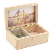 Solid Wood Vintage Music Box Jewelry Box DIY Photo Save Memories Custom Engraving Hand Cranked Multi-Music Custom Logo