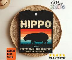 Funny Hippo Definition Hippopotamus Vintage Retro T-Shirt, Cute Hippos Costume Gift, African Wildlife Animals Lover, Zoo Trip Birthday Party 120