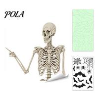 Halloween Glow-in-the-Dark Window Cling, Spooky Ghost Skeleton Glass Sticker, Waterproof Static Decal for Holiday Party Sale Goods H