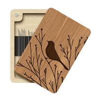 Sewing Machine-Themed Magnetic Needle Case Vintage Handmade Wood Needle Holder Decorative with Magnetic Closure