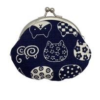 Kyosuke coin purse with cat x cm navy Japanese-made design, 9.5 8.5 (2.6 inches), wallet/coin case, blue, Japanese-style goods. tamsiai mėlyna spalva