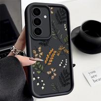 Skirta Samsung S24 S23 Ultra Plus S22 S21 S20 Fe A55 A54 A53 A52 A35 A34 A15 A14 5g Paprastos spalvos smūgiams atsparus spalvotas gėlių raštas silikoninis minkštas dangtelis Samsung S24 FE juoda