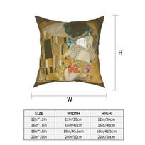 Gustav Klimt Pabučiavimas Kvadratinė pagalvės užvalkalas Mesti pagalvę Pagalvių užvalkalai 30x30cm juoda