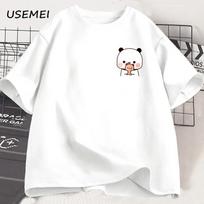 Panda Bear Bubu Dudu and Their Babies T Shirt Fashion Funny Couple T-shirt Women Men Fashion Casual Short Sleeve Tees Clothing S