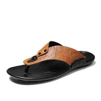 Fashion Italian Men Summer Breathable Beach Flip Flops Sandals High Quality Flat Designer Walking Flip Flops Classic Casual Leather Shoe 38 ruda