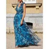 Lolita Swing Dress Bohemian Floral Summer S povo mėlyna spalva