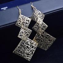 Ilgi kabantys nuleidžiami auskarai kabliukai kvadratiniai tuščiaviduriai moterų vakarėlis Prom Fashion Jewelry auksinė