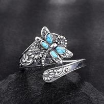 Ladies' Retro Personalized Dragonfly Sunflower Wrapped Ring