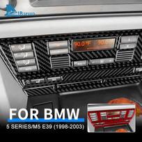 Sticker For BMW 5 Series M5 E39 1998-2003 Carbon Fiber Car Air Conditioning AC CD Climate Control Panel Seat Heating Accessories RHD Red