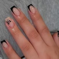 24PCS Fake Nails French Press On Nails Leopard Print Bowknot Wearable Full Cover Nails Tips Acrylic Nail Tips for Women Girl