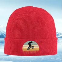 Silhouette rider BMX bicycle retro style design Unisex Women Unisex Knitted Hat Beanie Pullover Cap Winter Thermal Warm Christmas O